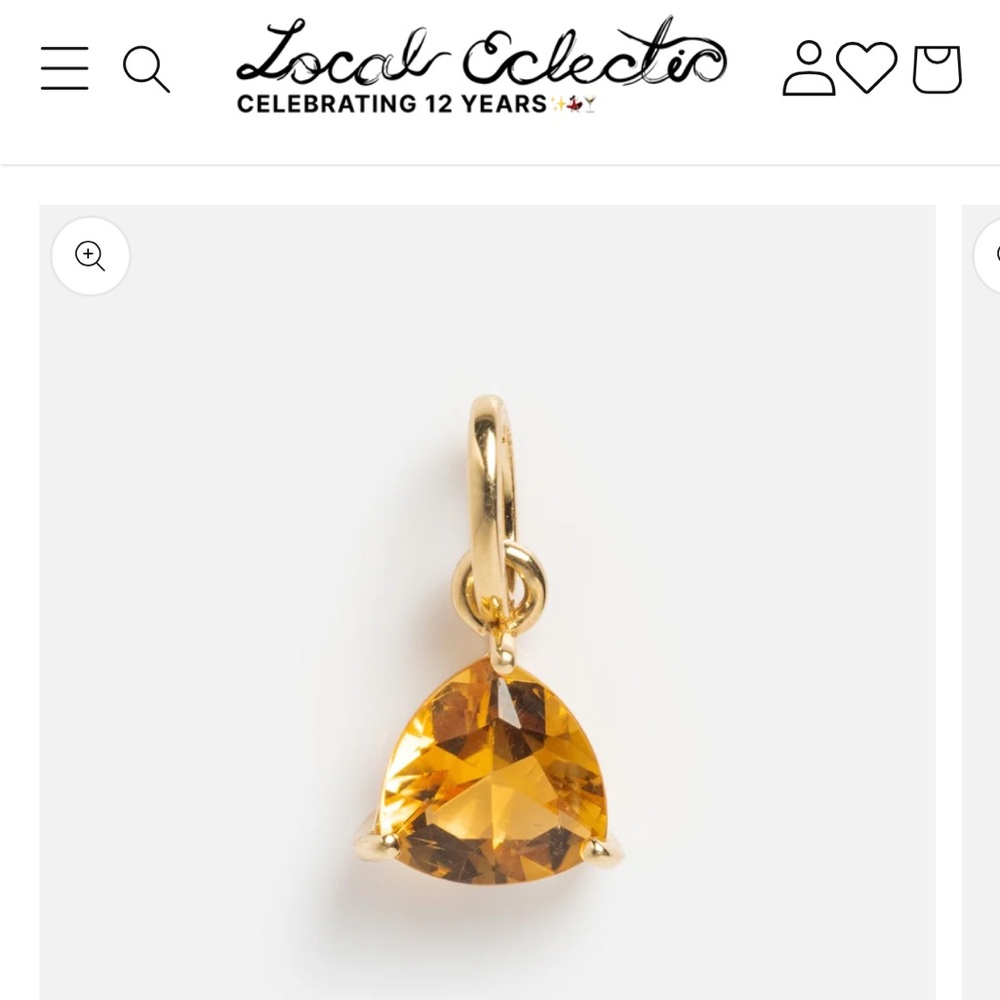 Local Eclectic Solid Gold Trillion Birthstone Charm